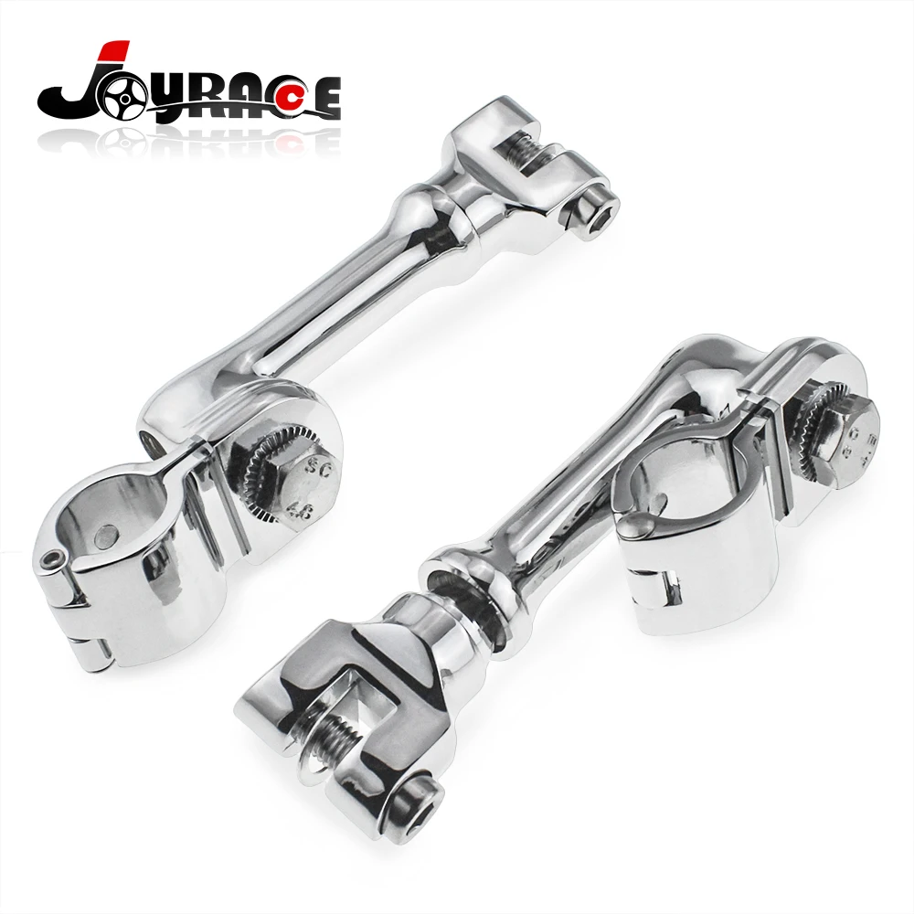 

1" Motorcycle Chrome Long Offset Adjustable Highway Peg Engine Guard Footpeg Clamps Mount