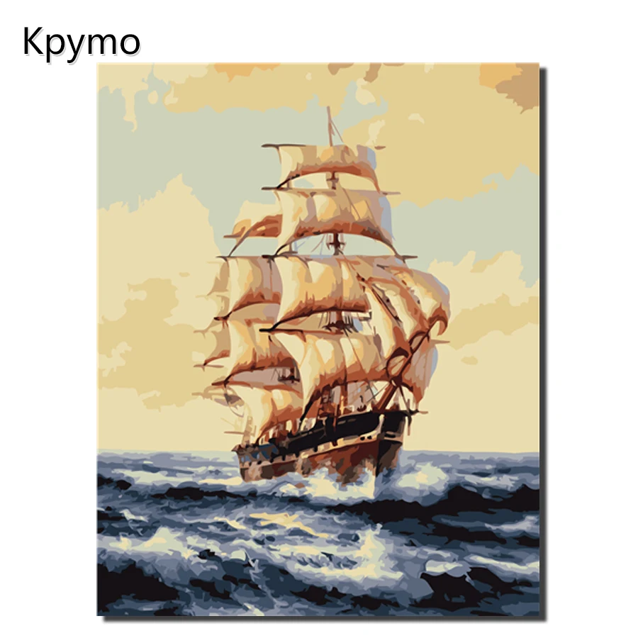DIY Painting By Numbers Smooth sailing On Canvas Unique Gifts Home Decoration For Living Room Wall Art Decor VA | Дом и сад