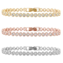 Cintilante 36 pçs corte redondo zircônia cúbica cristal tênis cz pulseiras para mulher ou casamento em 3 cores sortidas