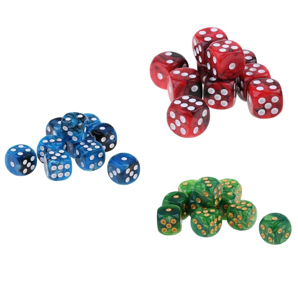 MagiDeal 30Pcs 16mm Six Sided D6 Dices Party Fun Toy for RPG MTG DND Dungeons and Dragons Gambling Craps