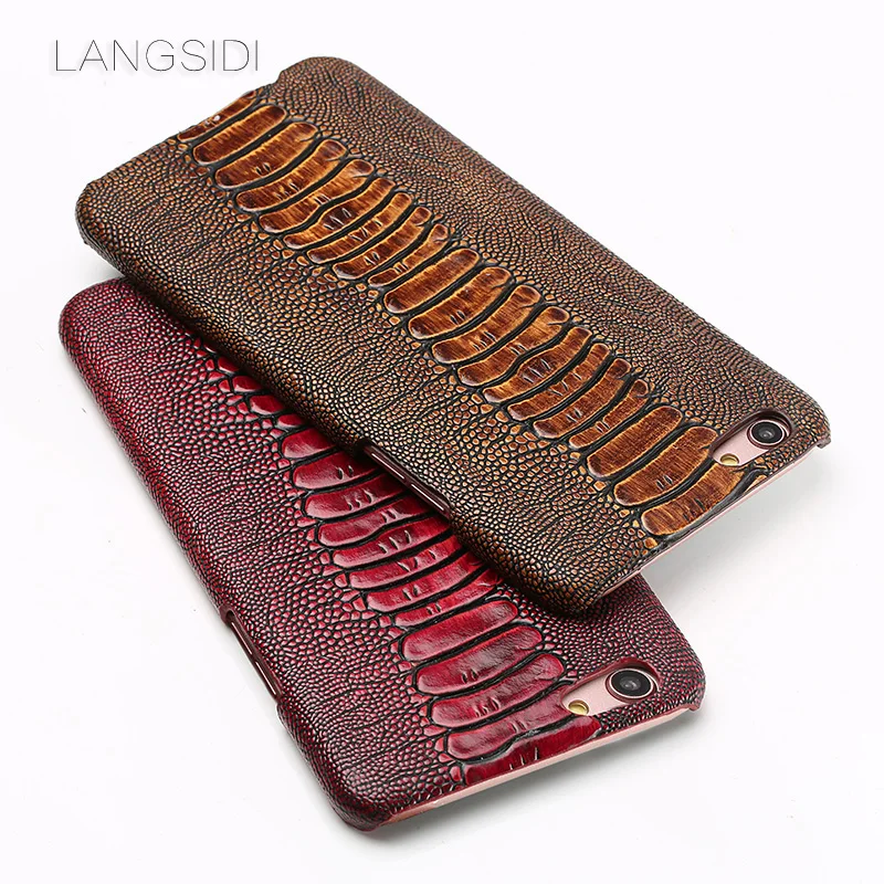 

wangcangli phone case ostrich foot grain half-wrapped phone case For OPPO R9s R9s Plus phone case handmade custom processing