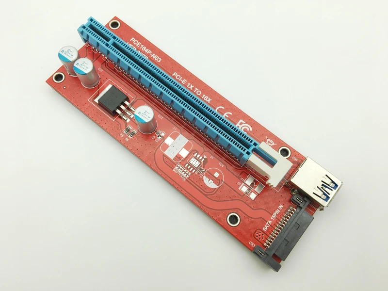Карта расширения Riser Red VER007S PCI Express 1x до 16x E удлинитель USB 3 0 кабель 15pin SATA для
