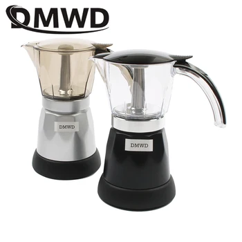 

DMWD Electric Aluminum Stove top Coffee Maker automatic heating Mini Espresso Percolator pot Moka espresso coffee Kettle 3-6 cup