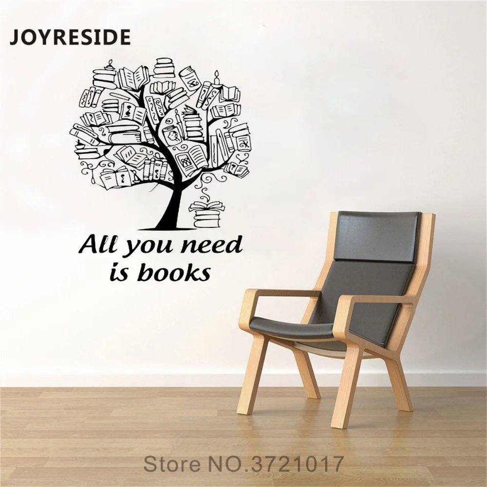 JOYRESIDE Quote Wall All You Need Is Book Decals Education Art Vinyl