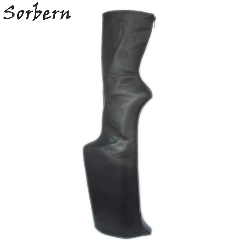 Sorbern/женские сапоги до середины икры на очень высоком каблуке; высокие сапоги на платформе; черные сапоги на платформе; размеры 5-16; индивидуальный сервис - Цвет: Black Matte