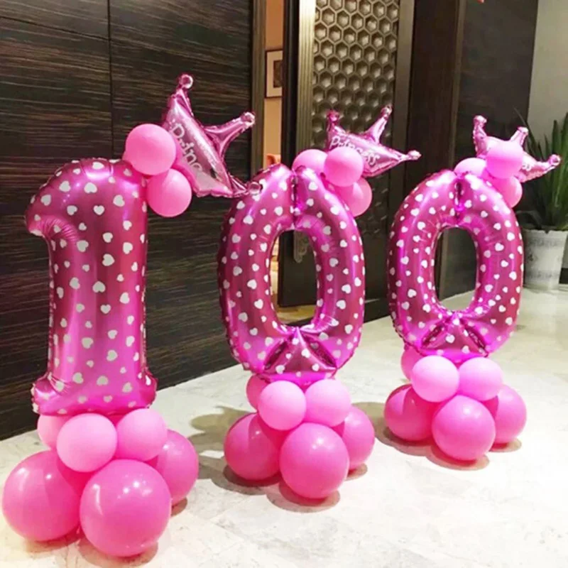 

32 Inch Inflatable Number Balloons Heart Star Birthday Party Decorations Kids Baby Shower Girl Happy 1st Birthday Balloons