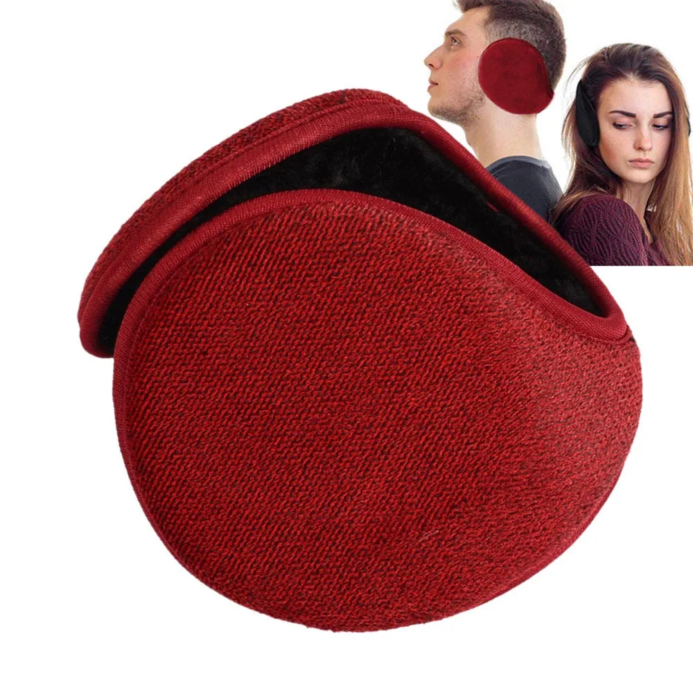 Wine Red Складные плюшевые наушники, утолщенные теплые наушники, зимние аксессуары для мужчин и женщин, ушные грелки, антифриз, повязка на голову - Color: Wine Red