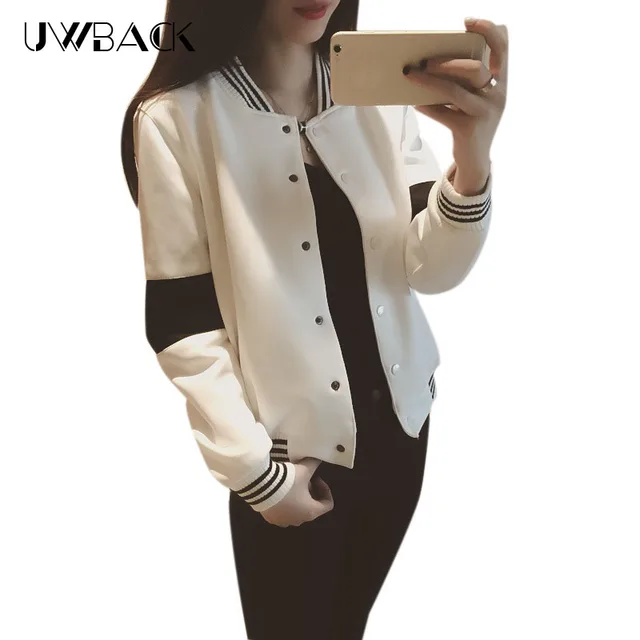 2016New Brand Bomber Jacket Women Black/White Striped Short Cotton Outwear Coats Female Stand Collor Thin Baseball Jackets XB397