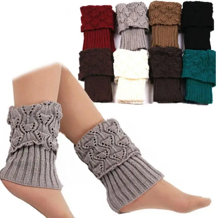 1 Pair Women Crochet Boot Cuffs Knit Toppers Boot Socks Winter Leg Warmers GDD99