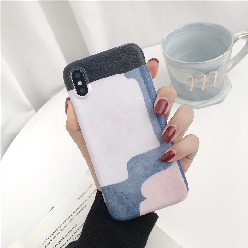 Colorful abstract Painting Soft TPU For iphone X XR XSMAX Phone Case For iPhone X 6 6S 7 8 Plus Pink Soft IMD Phone Cover