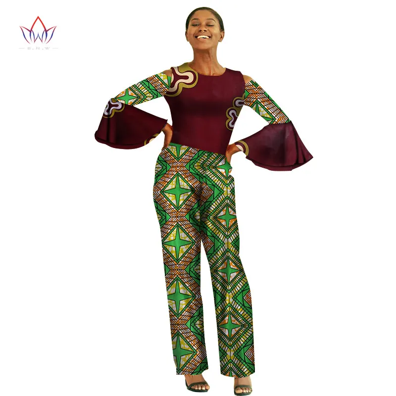 2018 Новая мода Африка воска хлопка комбинезон с принтом Африканский Базен Riche комбинезон для женское Дашики сладкий Фитнес комбинезон WY2025