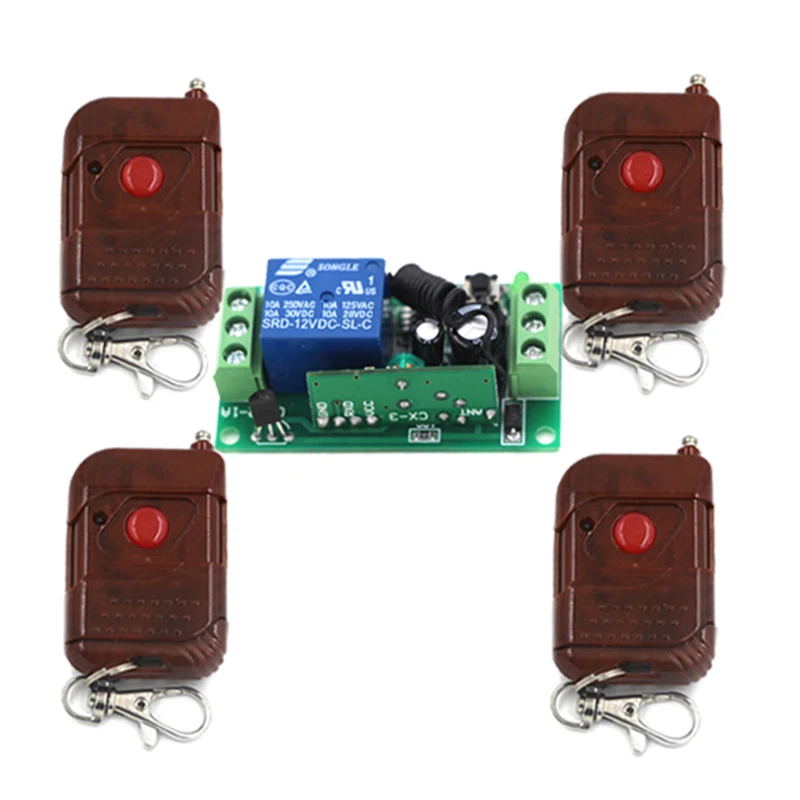 

New 12V 1 Channel Wireless Remote Control Receiver with 4pcs Peach Transmitter Momentary Switch 4106