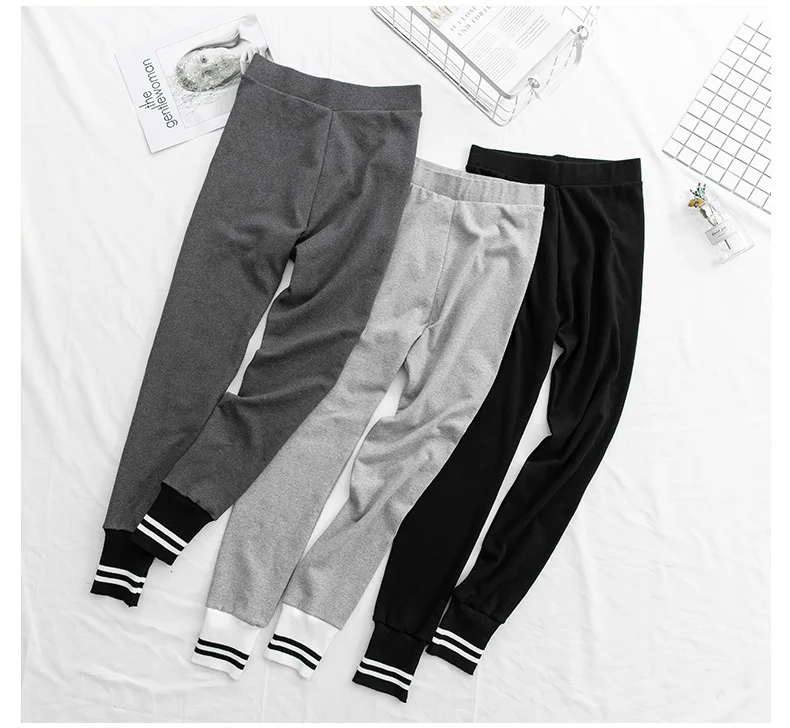 [Aosheng] Новинка Осень Зима модные эластичные штаны с высокой талией в полоску, женские штаны, размер M-3XL, 3 цвета, Y003