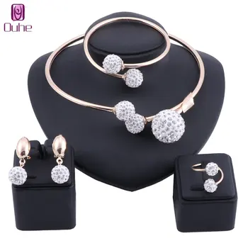 

Exquisite Dubai Gold/Silver Color Crystal Sets Nigerian Wedding Woman Accessories Jewelry set African Beads costume Jewelry Set