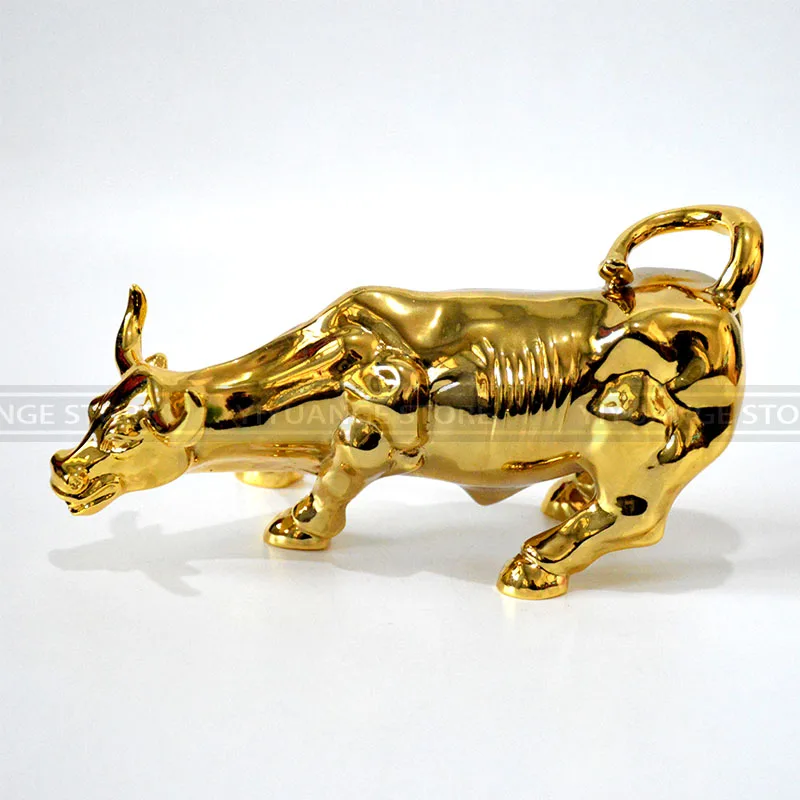 

alloy Wall Street Bull Ox Figurine Charging Stock Market Bull Statue Feng Shui Sculpture modern sculpture Home Office