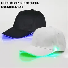 200 шт. унисекс для взрослых мальчиков и светодиодный свечение красочные Бейсбол шляпа Светодиодный свет Кепки в темно-вечерние Club реквизит козырек пеший Туризм Бег Кепки в ночь