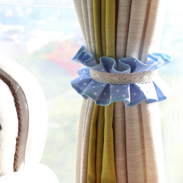 One pair tieback pastoral pure handmade cotton spinning curtain decorative rope buckle straps