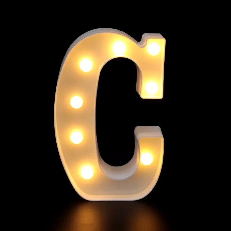 1 шт. 26 букв Белый светодиодный ночной Светильник буквы алфавита лампа для дня рождения Свадебная вечеринка Спальня Настенный декор в форме сердца - Цвет: C