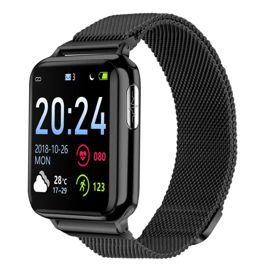 Vwar V5 ЭКГ PPG SPO2 Смарт-часы кровяное давление кислородный спортивный браслет монитор сердечного ритма для мужчин и женщин Смарт-часы для android IOS Xiaomi - Цвет: Metal Black