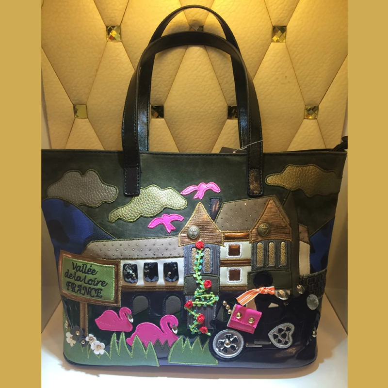 

SJ Women Shoulder Bags Female Messenger Bag Handbags Totes Braccialini Brand Style Handicraft Design Cartoon Motorcycle Town