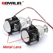 ROYALIN Bi Xenon HID H1 Projector Lens 2.5” Metal Auto Headlight Lens Hi/Lo Beam for H1 H4 H7 Car Styling Bulb Retrofit DIY