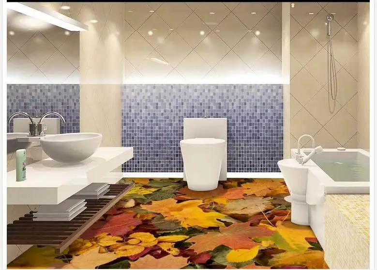 

Custom photo floor wallpaper Autumn maple leaves 3 d floor 3d mural PVC wallpaper self-adhesion floor wallpaer