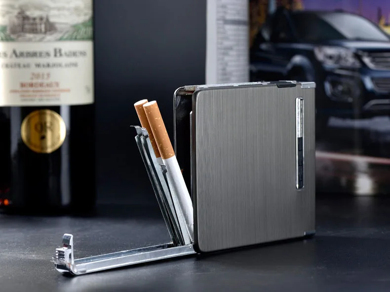 20 сигарет тонкий алюминиевый металлический Автоматический чехол для ...