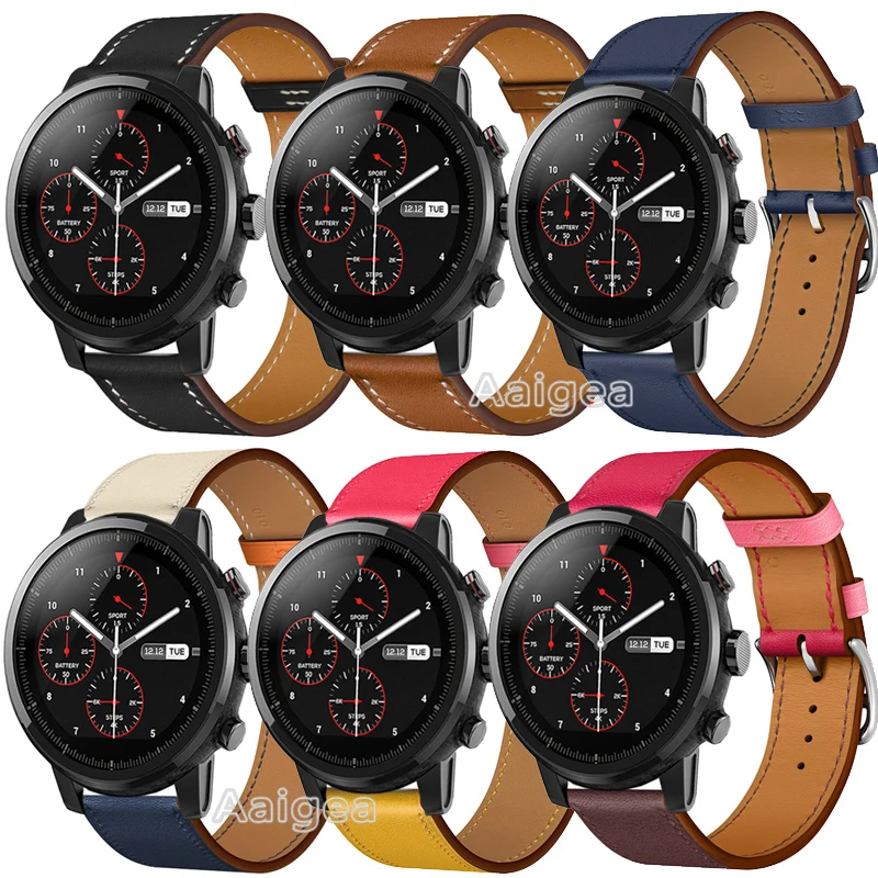 

Genuine Leather Watch Band Strap for Huami Amazfit Strato Sports Watch 2 Smart Watch Fashion Replacement Wrist band strap 22mm