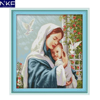

NKF The fierceness love of mother and son figure style needlepoint embroidery kits counted cross stitch sets for home decoration