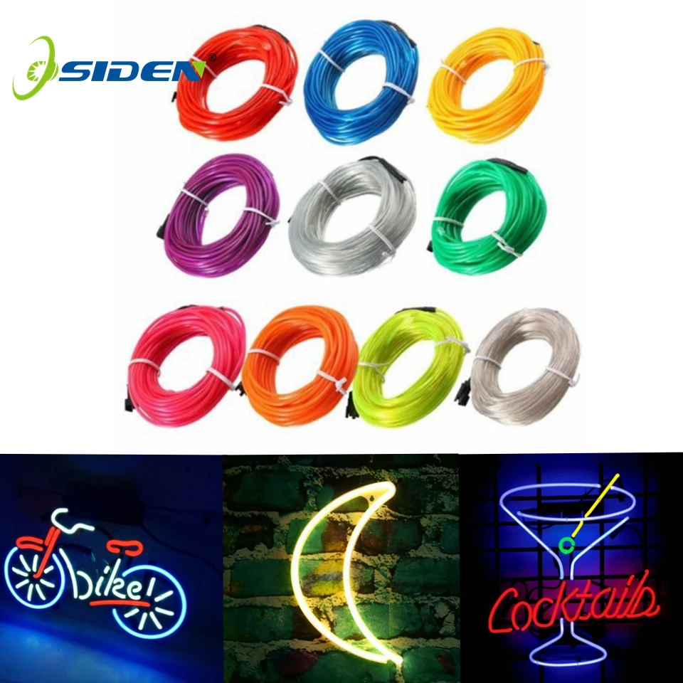 

OSIDEN DC12V Neon Light Glow El String Flexible Wire Rope Tube Waterproof LED 1m/2m/3m/5m for Decorations in party Car Garments