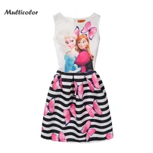Платье для девочек летние детские летние платья без рукавов с принтом бабочки платья принцессы Эльзы для девочек вечерние платья Анны для девочек