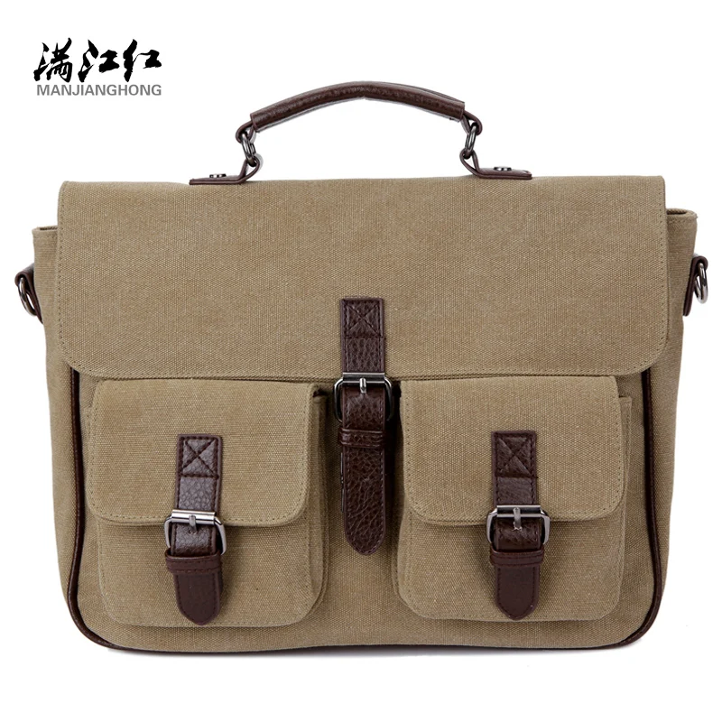 

Men Messenger Bags Vintage Canvas Briefcase Shoulder Bag Mens Canvas Handbag Laptop Office Briefcase Rucksack Tote