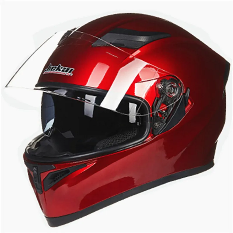 Полнолицевой мотоциклетный шлем 2 ветрового стекла шлем для стекла, с защитой против царапин Полнолицевой велосипедный шлем DOT Стандартный шлем - Цвет: red