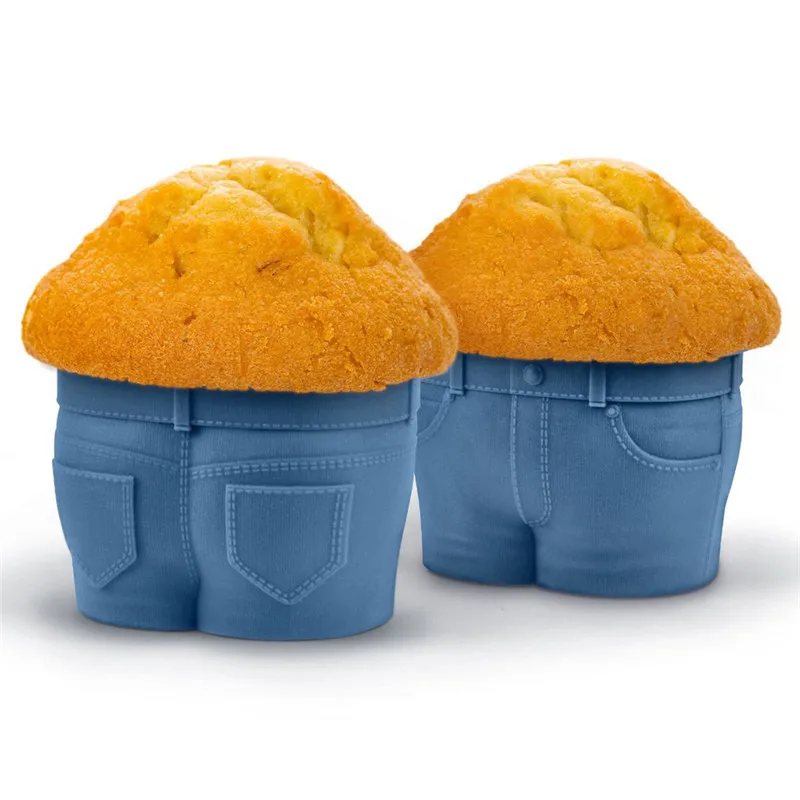 1PC Jeans Pants Shape Pancake Mold FDA Silicone Cup Cake Mold Bakeware