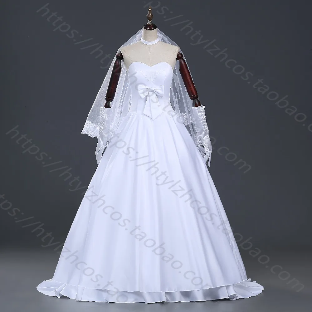 

2016 Fate Stay Night или Fate Zero Saber White свадебное платье Косплей Костюм