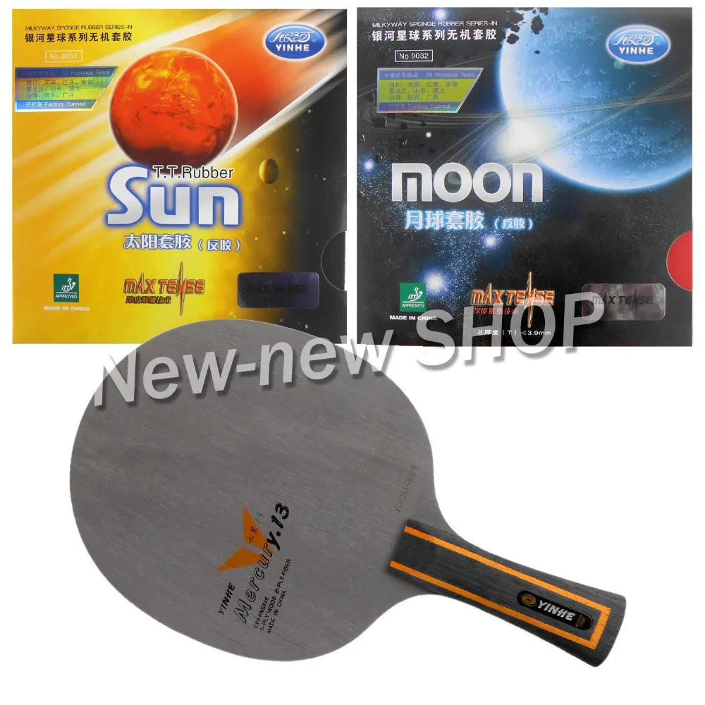 Galaxy YINHE Mercury.13 лезвие с солнцем и луной завод настроены резинки для ракетки Shakehand длинной ручкой FL