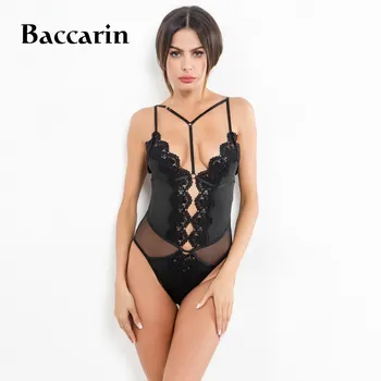 

Lace Bodysuit Women Fashion Embroidery Bandage Bodysuit Black/White Halter Sexy Bodysuit Jumpsuit Overalls Streetwear