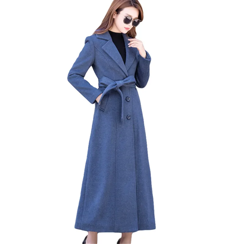 

Fashion Brand Women Wool Windbreaker Coat Autumn Winter Warm Slim Overcoat Plus size 5XL Temperament X-long Female Woolen Jacket