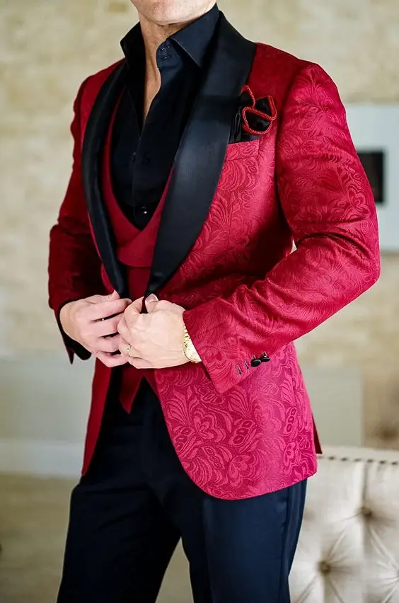 men's red paisley blazer