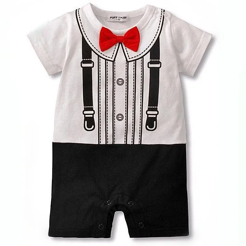 2016-Baby-Rompers-Summer-Baby-Clothes-Infant-Baby-Romper-Little-Gentleman-Short-Sleeve-Print-With-Bow