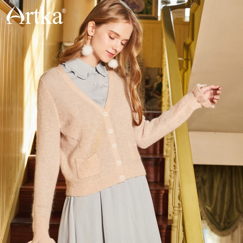 ARTKA New Spring Women's Solid Color Woolen Mohair