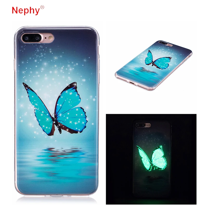 

Nephy Glow Ultra Slim butterfly Soft Silicone Phone Case For iPhone X 8 7 6 S 6S Plus 6Plus 7Plus 5 5s SE Cover Casing Housing