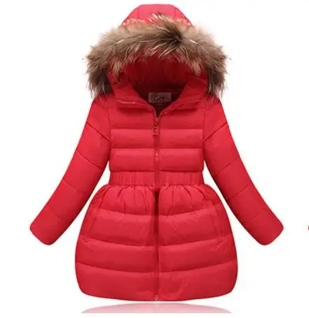Новые зимние куртки для девочек, детская одежда, парка, пуховое пальто, зимняя куртка с меховым воротником и капюшоном для детей, Рождественская верхняя одежда