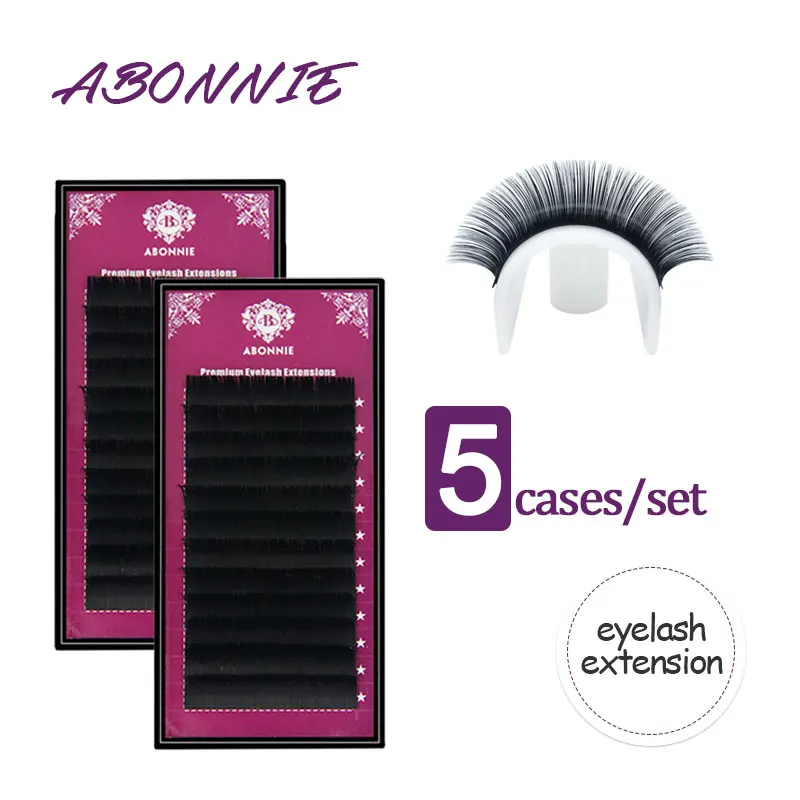 

5cases set,Abonnie high-quality mink eyelash extension,fake eyelash extension,individual eyelashes,nature eyelashes