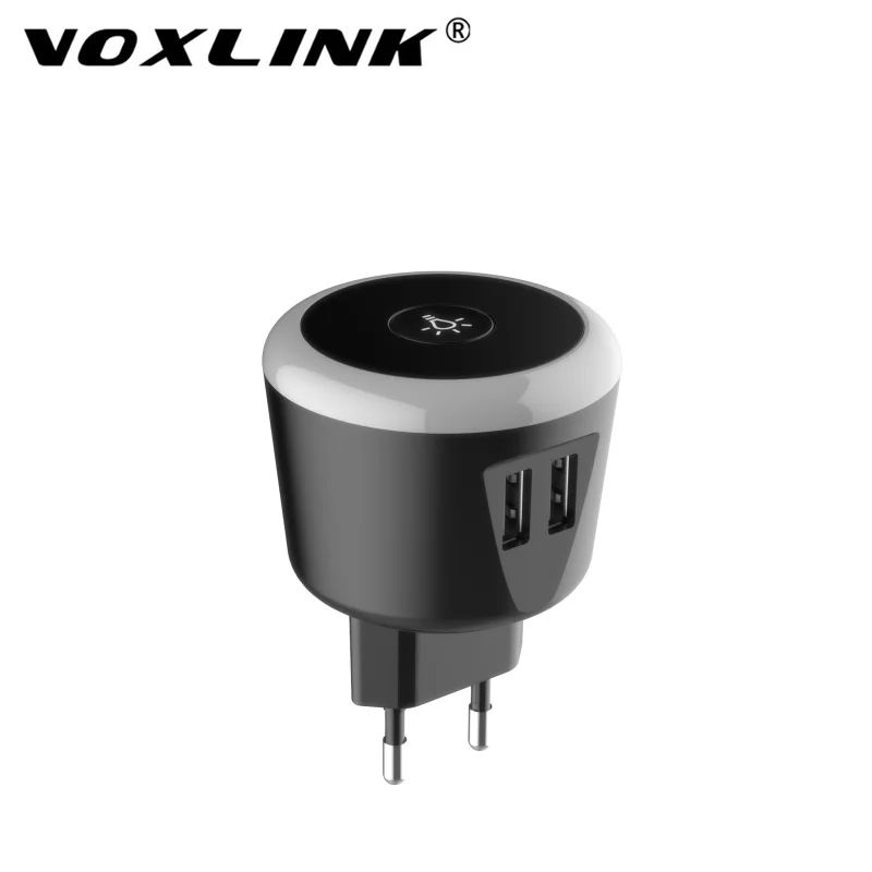 

VOXLINK 5V2.4A Smart travel charger with LED night Light dual usb Charging For iPhone Samsung Xiaomi Travel Universal Charger