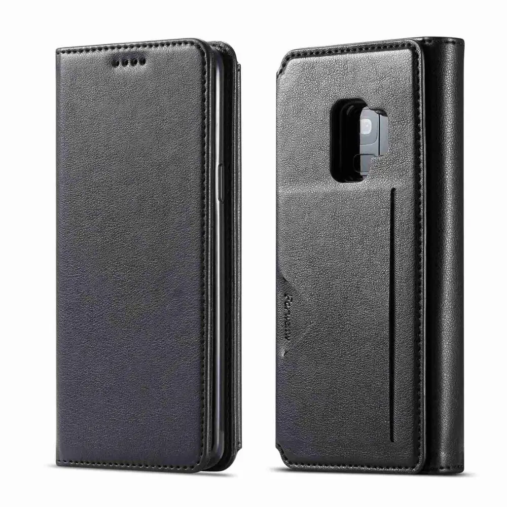 Многофункциональный кожаный бумажник чехол для samsung Galaxy S9 S9 плюс Силиконовая задняя крышка отделение для карт-6 шт. Держатель Флип-кейс для samsung S9 - Цвет: Черный