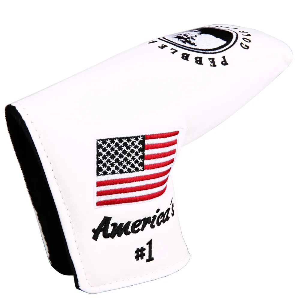 High Quality 1Pc America Flag Pebble Beach Golf Putter Head Cover Blade