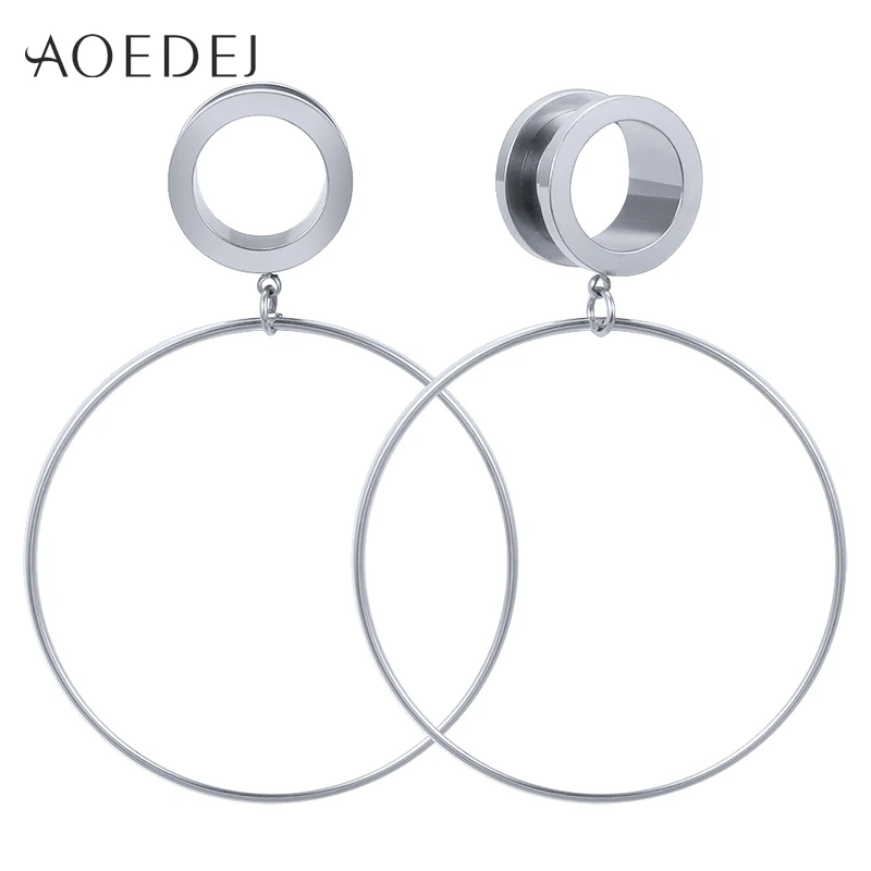 

AOEDEJ 316l Surgical Steel Screw Ear Flesh Tunnel Plugs with Big Round Double Flared Hollow Ear Expander Gauge Body Jewelry