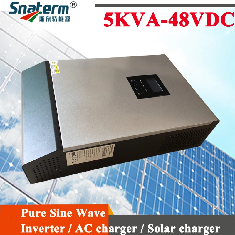 

5KVA Solar Hybrid Inverter Pure Sine Wave 220VAC Output Built-in PWM 48V50A Solar Charge Controller with 60A AC Charger for home