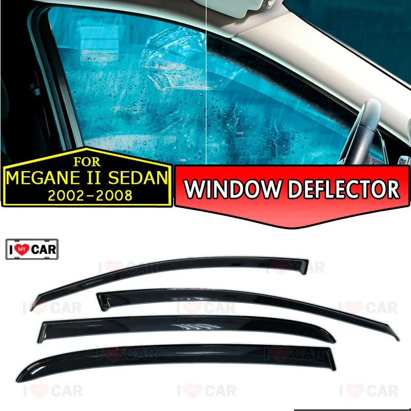 

Window deflectors for Renault Megane II 2002-2008 Sedan car window deflector wind guard vent sun rain visor cover car styling